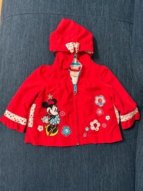 Disney Store Exclusive Minnie Mouse Baby Jacket 0–6 Months Red Floral Hooded